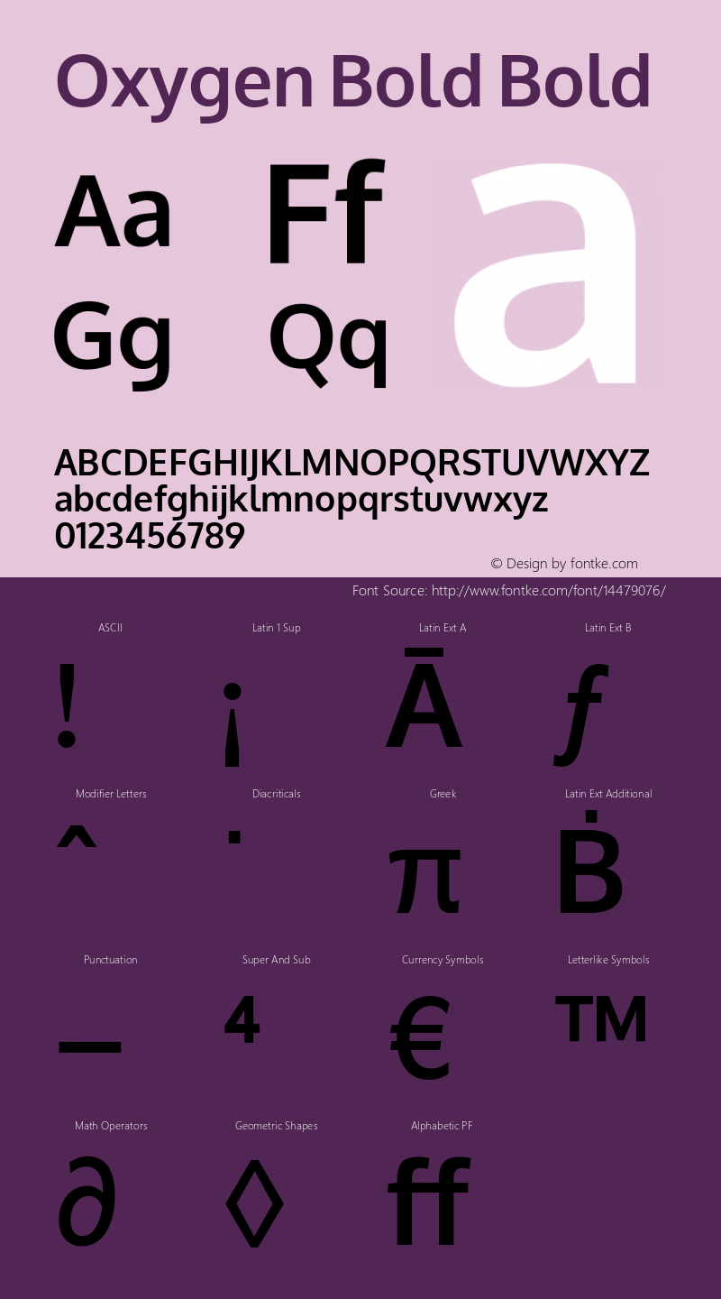 Oxygen Bold Bold Version webfont 0.2.2 ; ttfautohint (v0.8.52-bc40) -l 6 -r 72图片样张