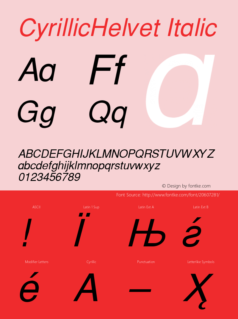 CyrillicHelvet Italic 001.000图片样张