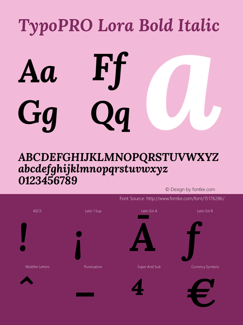 TypoPRO Lora Bold Italic Version 1.014图片样张