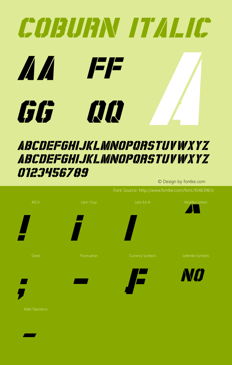 Coburn Italic Version 1.00 May 3, 2013, initial release图片样张