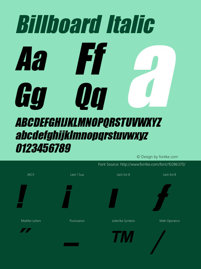 Billboard Italic From the WSI-Fonts Professional Collection图片样张