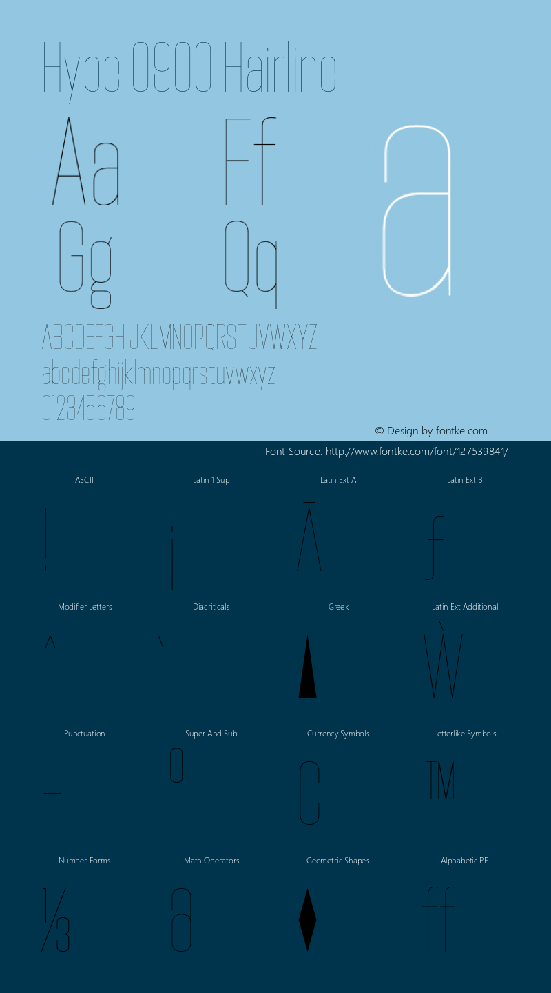Hype 0900 Hairline Version 1.000;hotconv 1.0.109;makeotfexe 2.5.65596图片样张