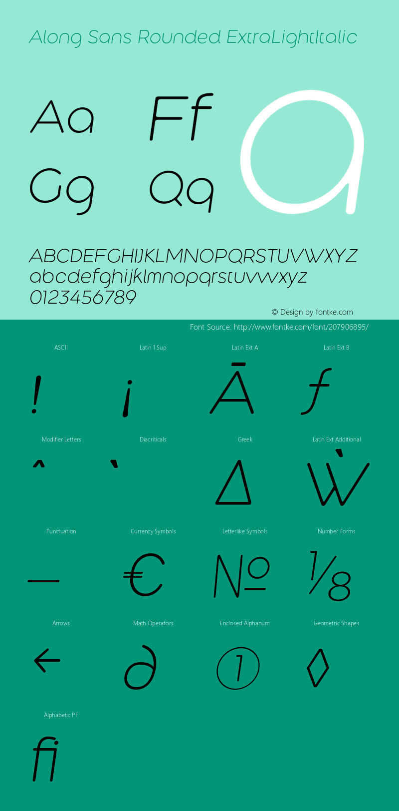 Along Sans Rounded ExtraLightItalic Version 1.000;hotconv 1.0.109;makeotfexe 2.5.65596图片样张