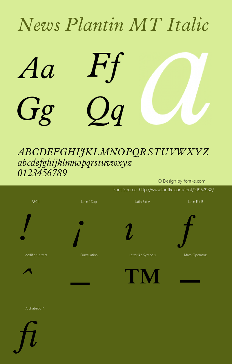 News Plantin MT Italic Version 001.002图片样张