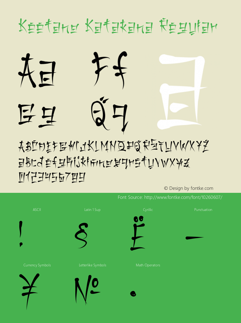 Keetano Katakana Regular Version 1.000 2004 initial release图片样张