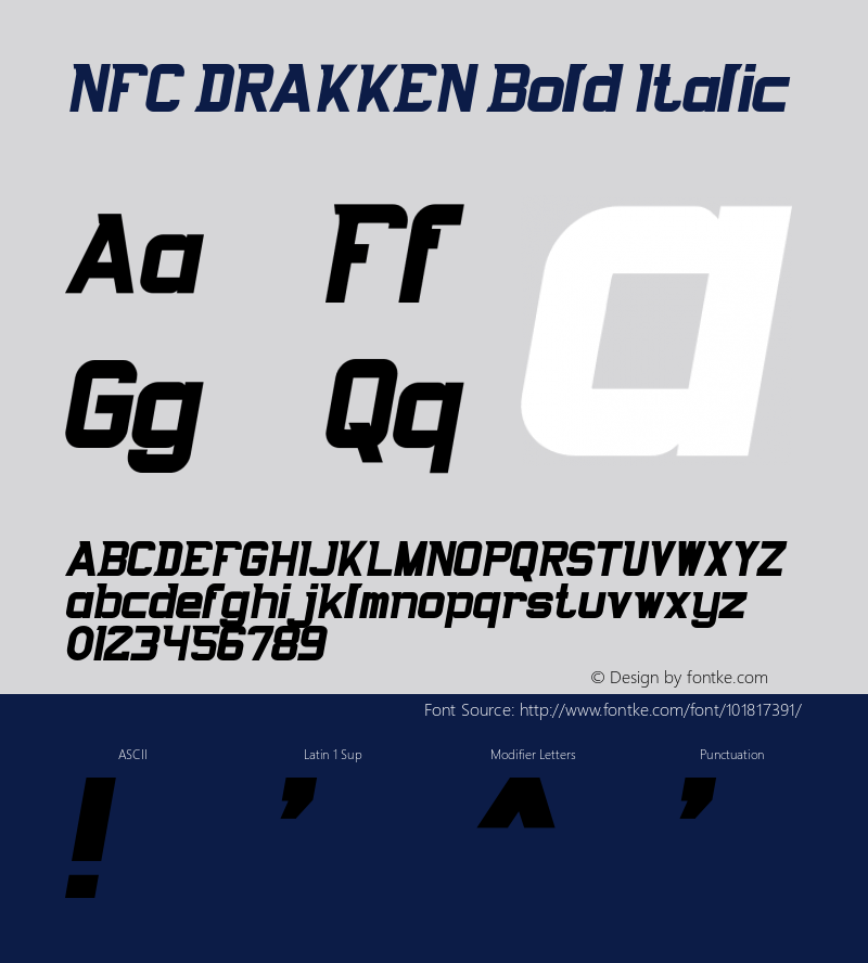 NFCDRAKKEN-BoldItalic Version 1.000图片样张