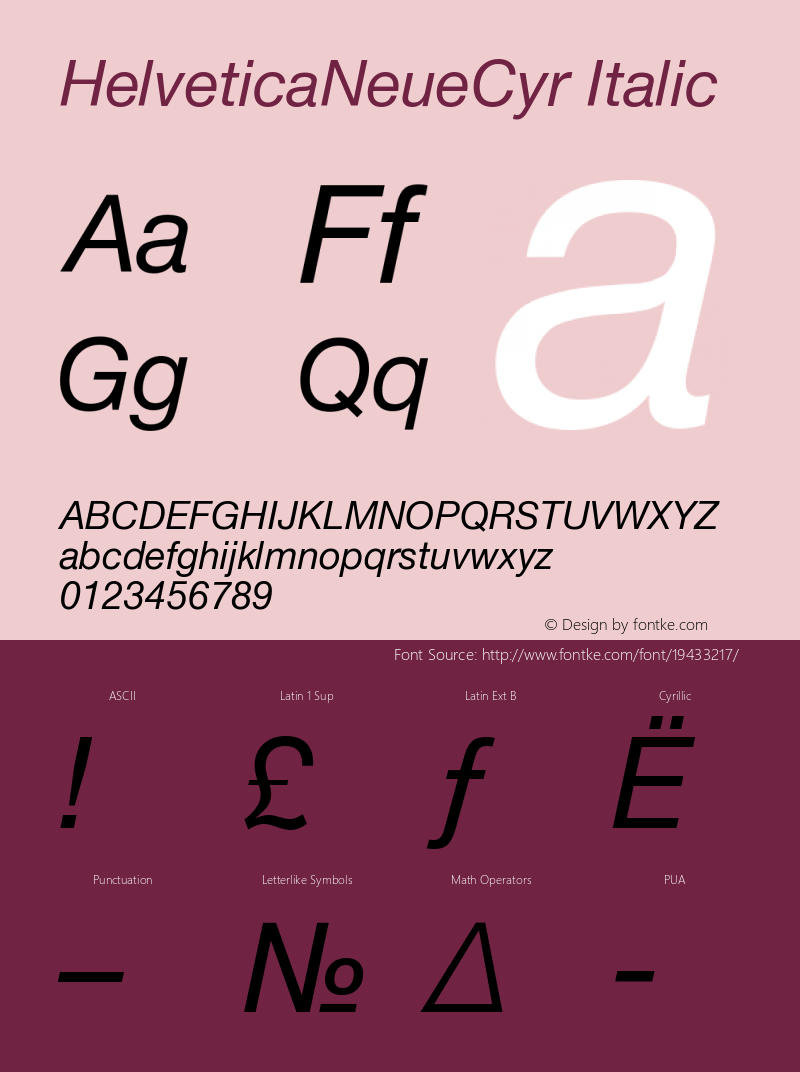 HelveticaNeueCyr-Italic 001.000图片样张
