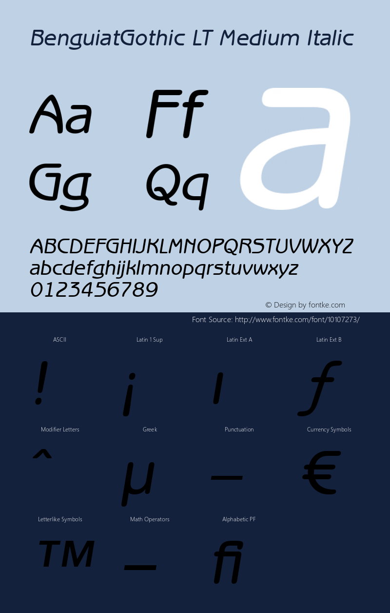 BenguiatGothic LT Medium Italic Version 6.1; 2002图片样张