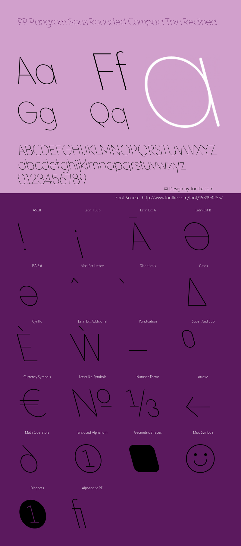 PP Pangram Sans Rounded Compact Thin Reclined Version 1.100 | FøM fixed图片样张