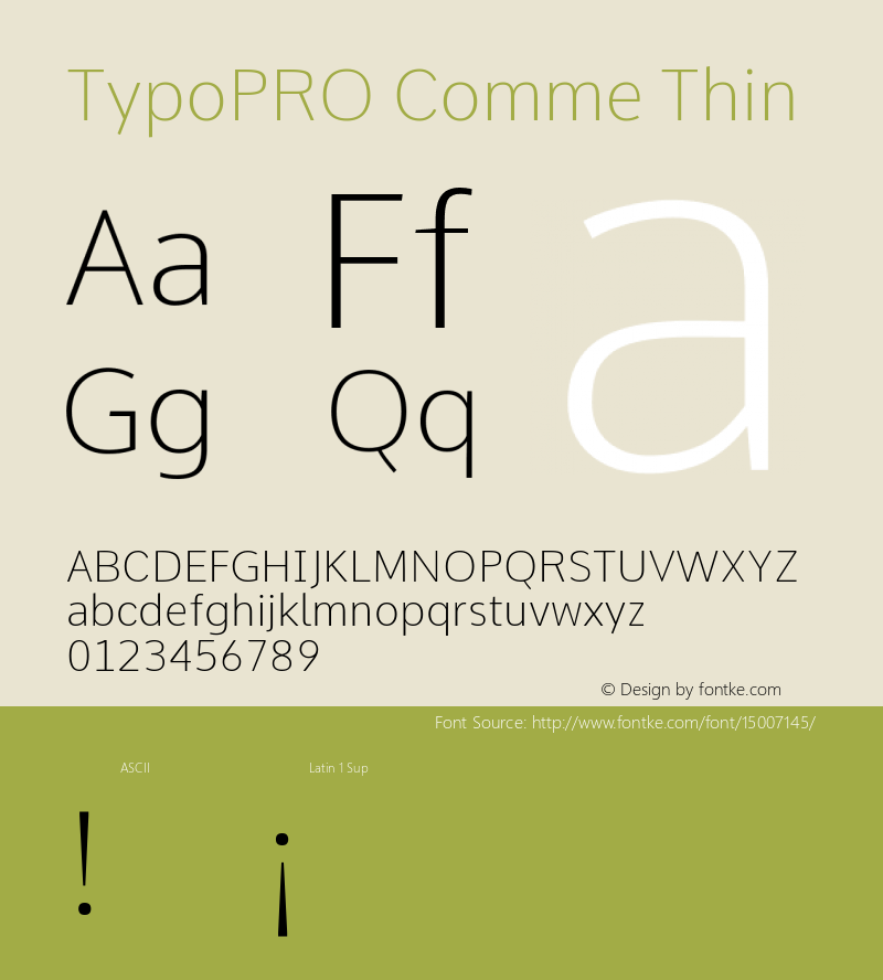 TypoPRO Comme Thin Version 2; ttfautohint (v1.00rc1.2-2d82) -l 6 -r 72 -G 200 -x 0 -D latn -f none -w G图片样张