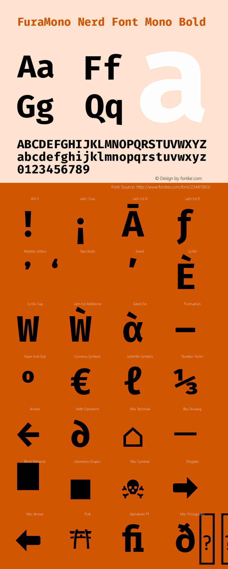 Fura Mono Bold Nerd Font Complete Mono Version 3.111;PS 003.111;hotconv 1.0.70;makeotf.lib2.5.58329图片样张