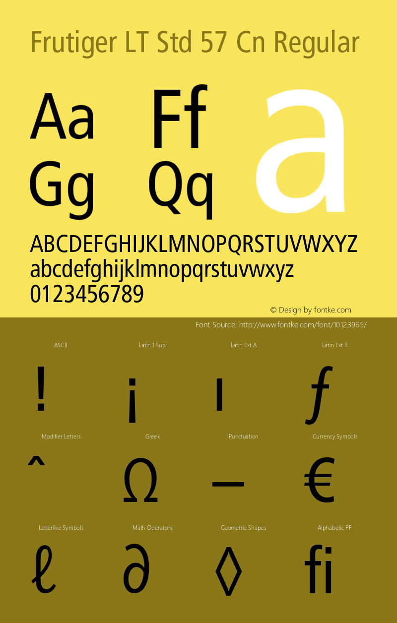 Frutiger LT Std 57 Cn Regular OTF 1.029;PS 001.000;Core 1.0.33;makeotf.lib1.4.1585图片样张