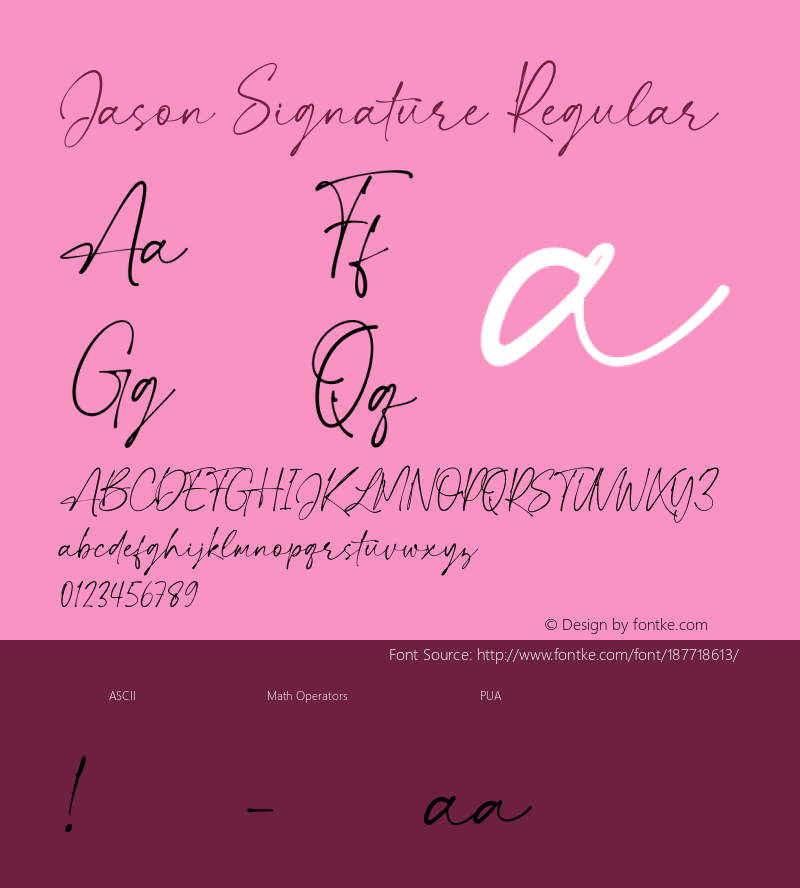 Jason Signature Version 1.00;January 24, 2021;FontCreator 12.0.0.2565 64-bit图片样张