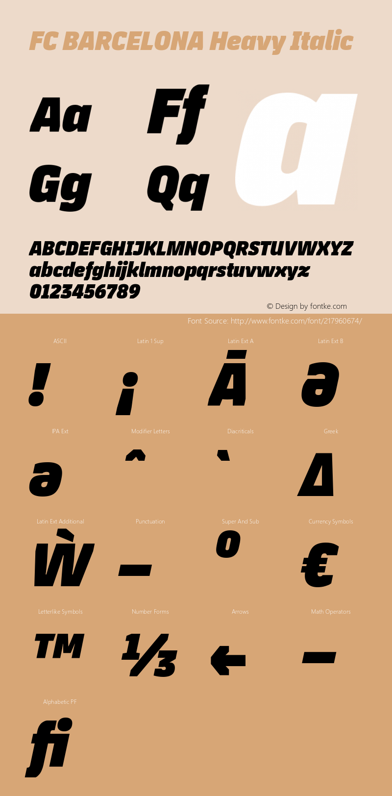 FC BARCELONA Heavy Italic Version 1.002;hotconv 1.0.107;makeotfexe 2.5.65593图片样张