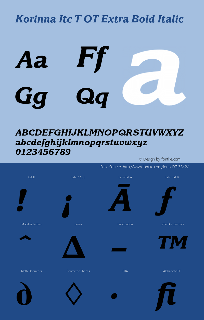 Korinna Itc T OT Extra Bold Italic OTF 1.001;PS 1.05;Core 1.0.27;makeotf.lib(1.11)图片样张
