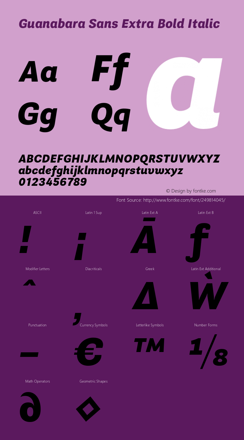 Guanabara Sans Extra Bold Italic Version 2.001;PS 002.001;hotconv 1.0.70;makeotf.lib2.5.58329图片样张