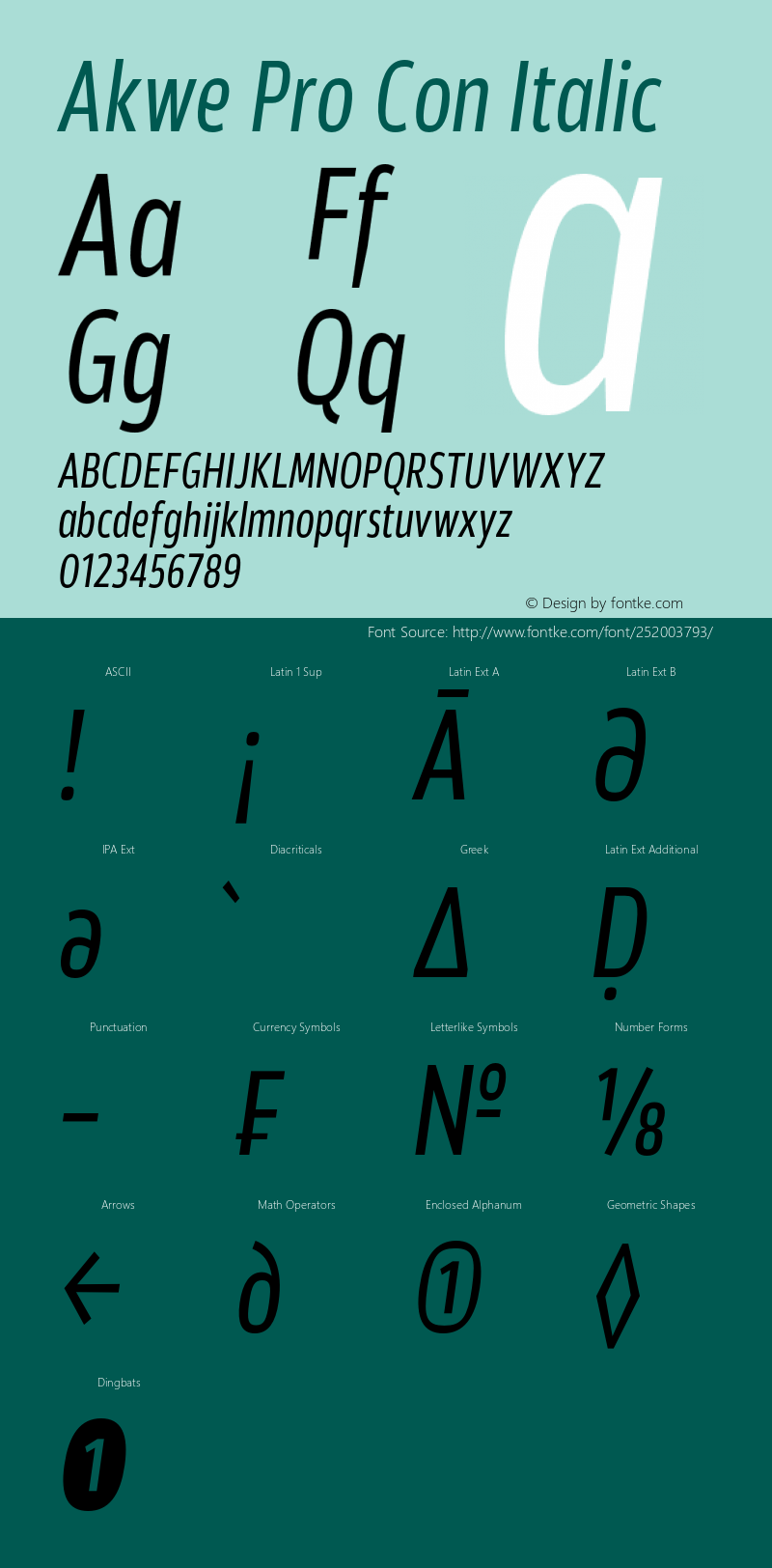 Akwe Pro Con Regular Italic Version 1.000;PS 001.000;hotconv 1.0.88;makeotf.lib2.5.64775图片样张