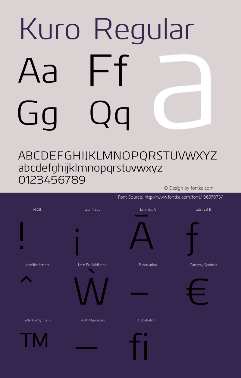 Kuro Regular Version 1.001;PS 001.001;hotconv 1.0.56;makeotf.lib2.0.21325图片样张