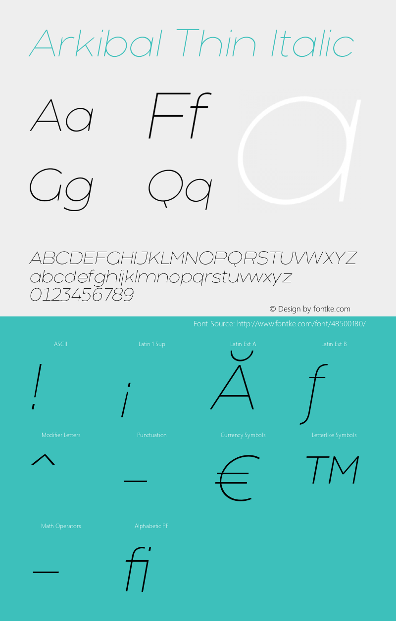 Arkibal-Thin Italic Version 1.000图片样张