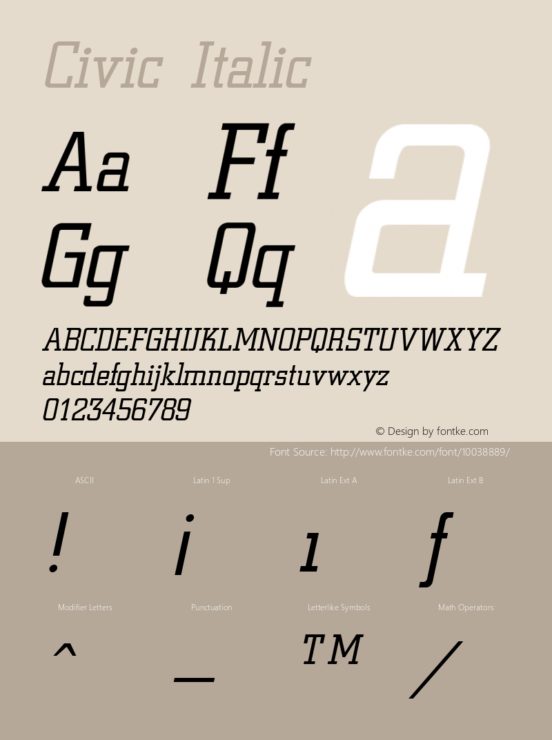 Civic Italic The IMSI MasterFonts Collection, tm 1995 IMSI图片样张