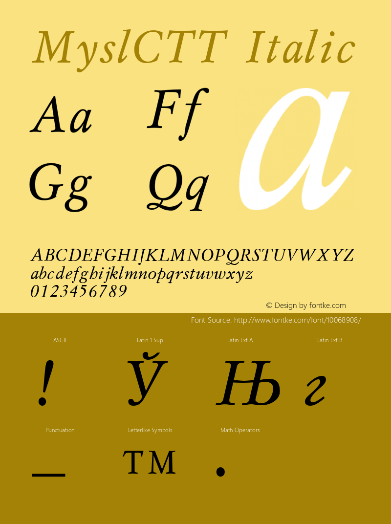 MyslCTT Italic 1.000.000图片样张