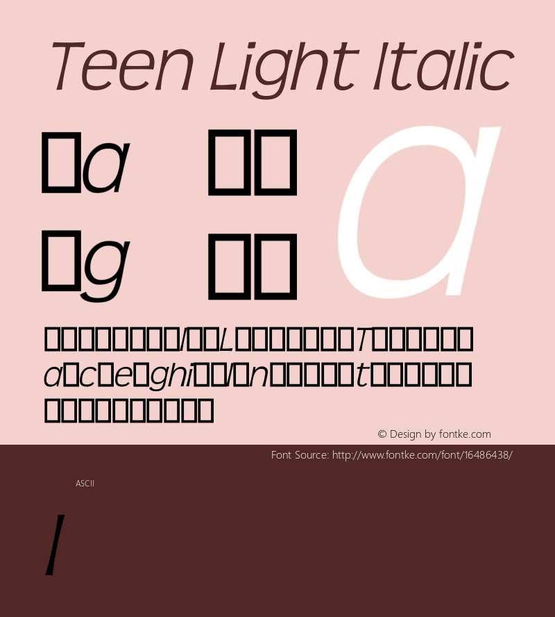 Teen Light Italic Version 3.001图片样张