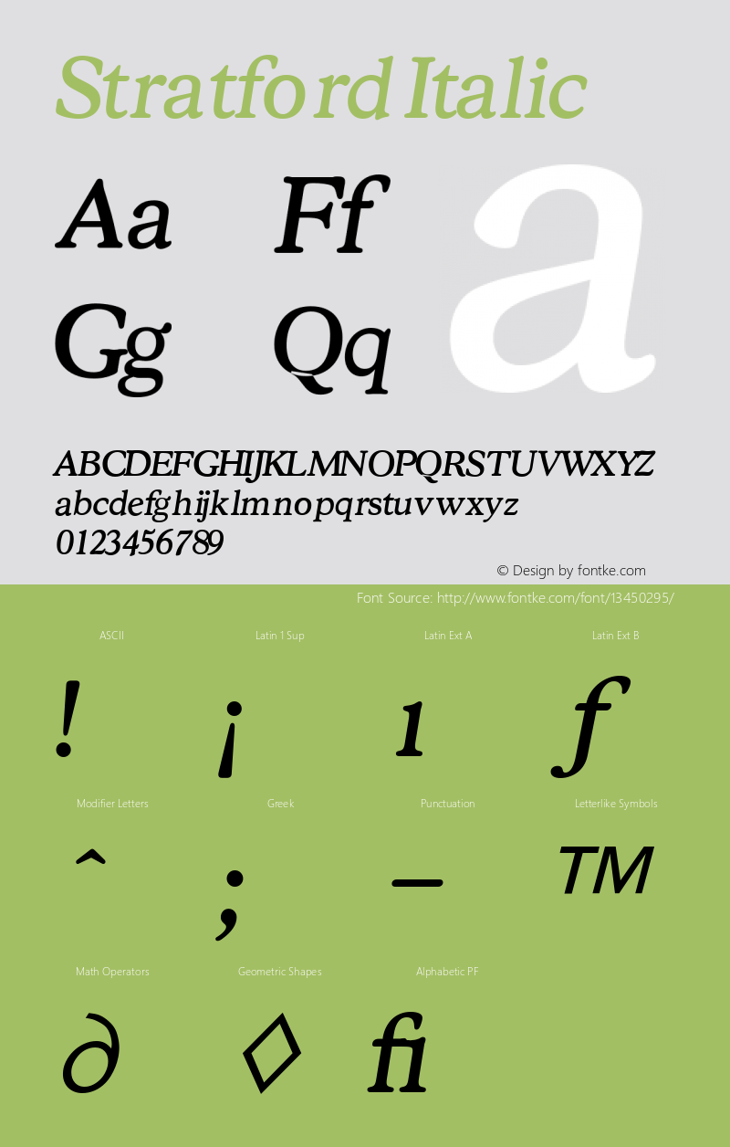 Stratford Italic Version 4.00 April 24, 2007图片样张