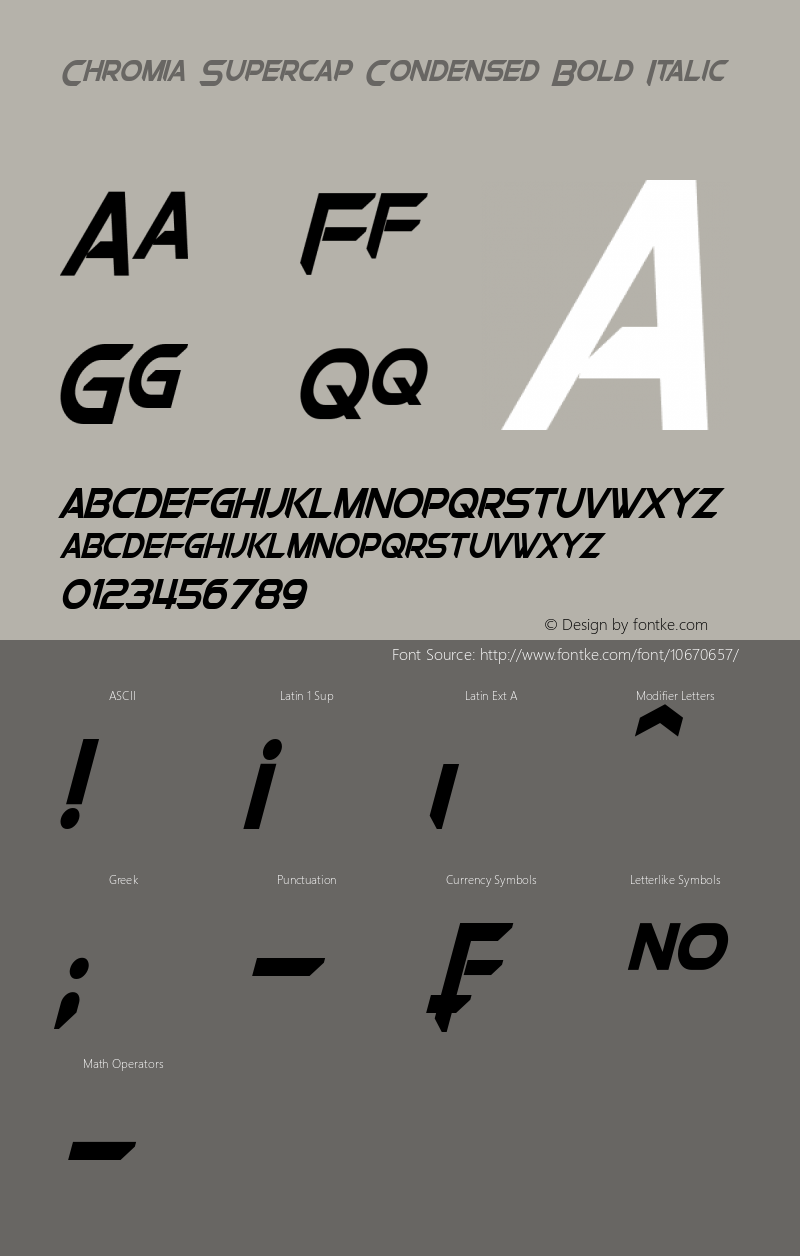 Chromia Supercap Condensed Bold Italic Version 1.50 March 12, 2015图片样张