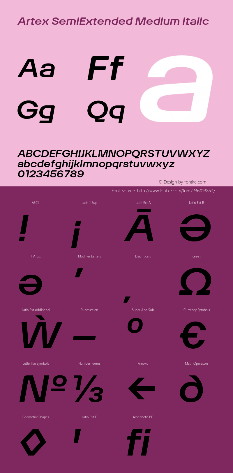 Artex-SemiExtendedMediumItalic Version 1.005图片样张