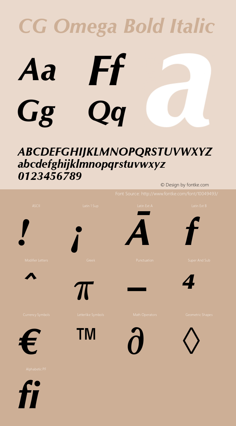CG Omega Bold Italic Version 1.3 (Hewlett-Packard)图片样张