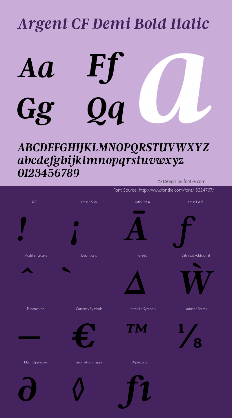 Argent CF Demi Bold Italic Version 1.000图片样张