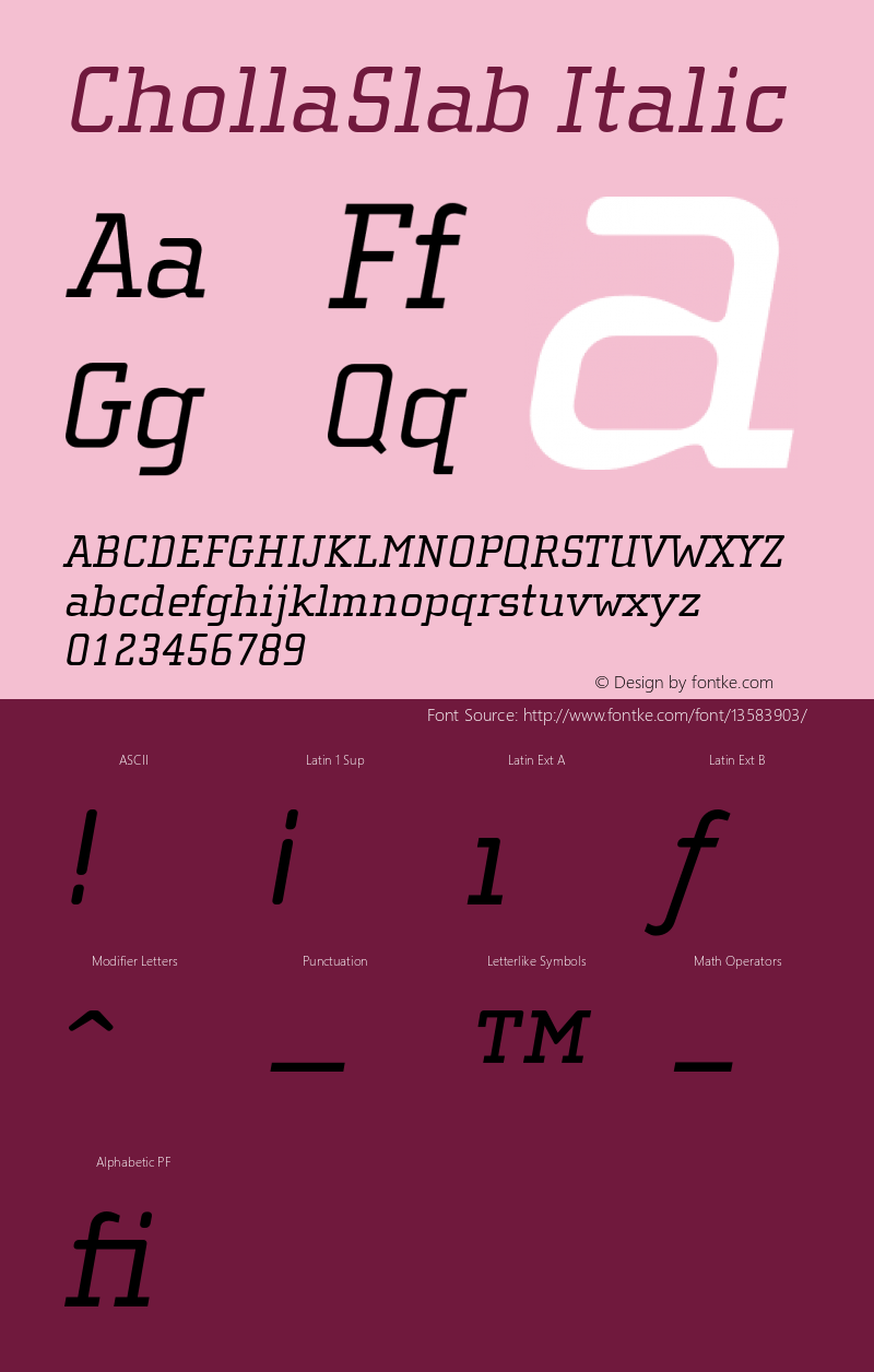 ChollaSlab Italic 001.000图片样张