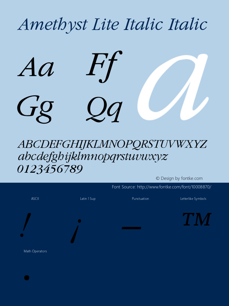 Amethyst Lite Italic Italic Unknown图片样张