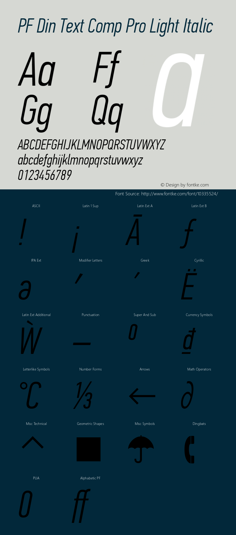 PF Din Text Comp Pro Light Italic Version 2.005 2005图片样张