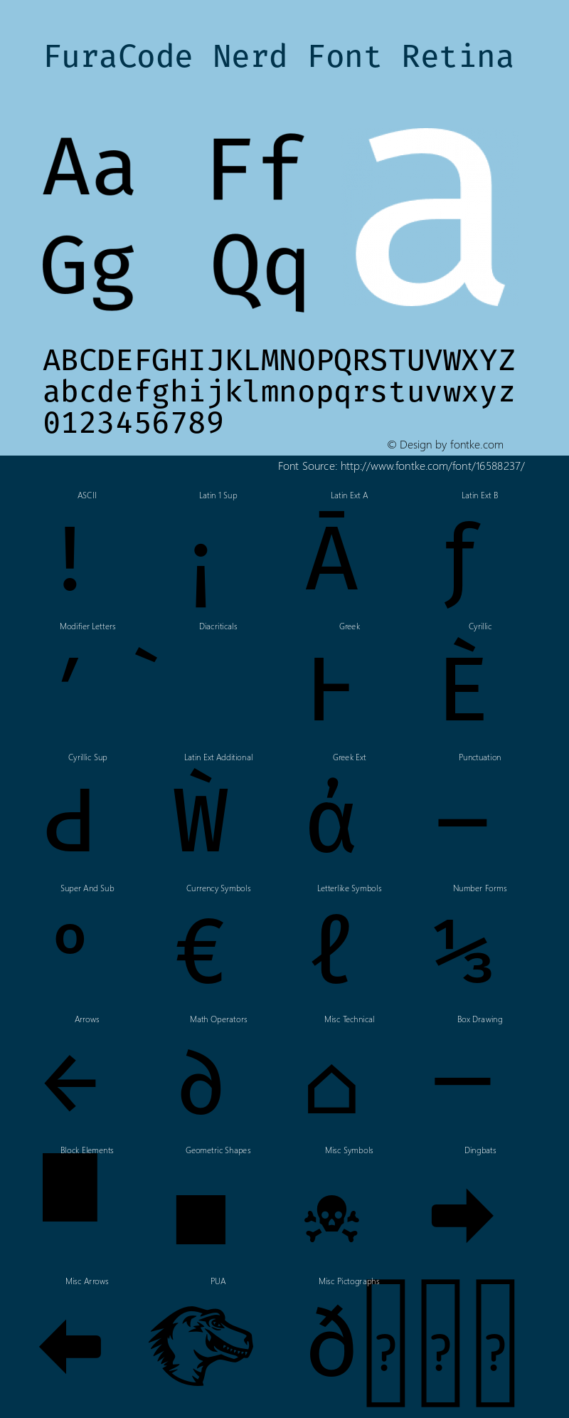 FuraCode Nerd Font Retina Version 1.102;PS 001.102;hotconv 1.0.88;makeotf.lib2.5.64775图片样张