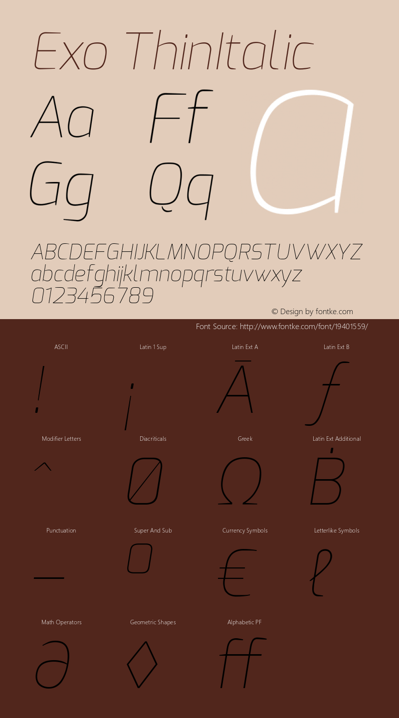 Exo Thin Italic Version 1.00图片样张