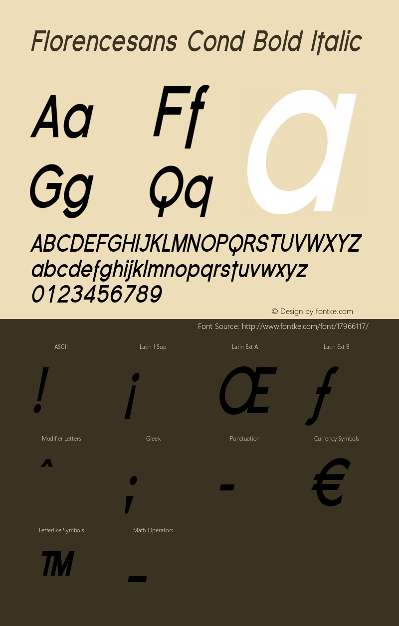 Florencesans Cond Bold Italic 1.0图片样张