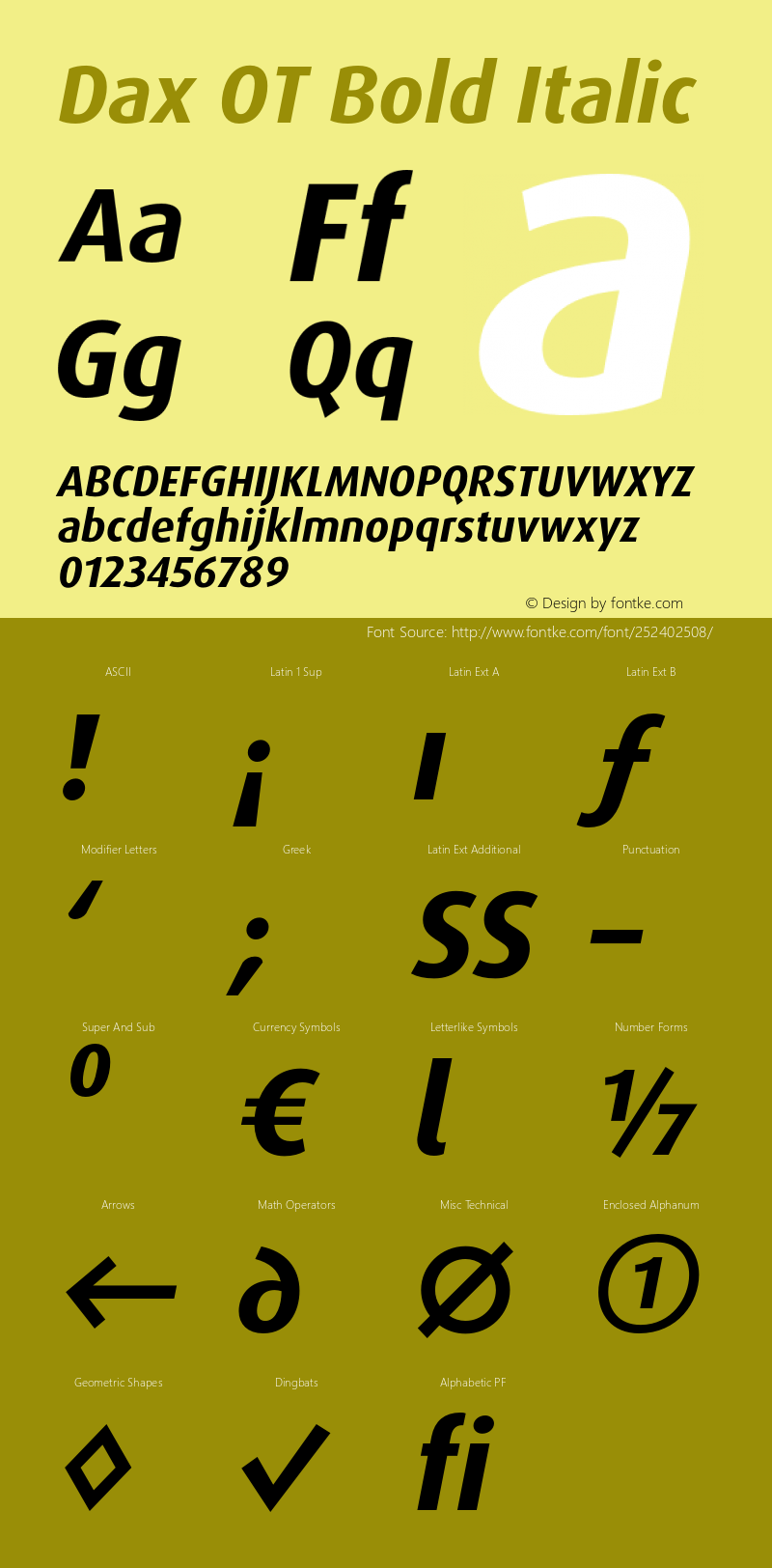 Dax OT Bold Italic Version 7.504; 2005; Build 1026图片样张