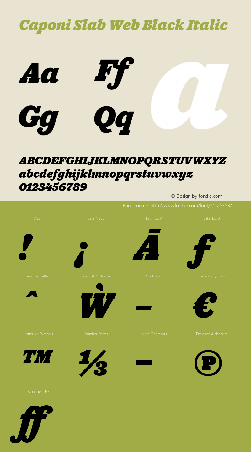 Caponi Slab Web Black Italic Version 1.1 2010图片样张