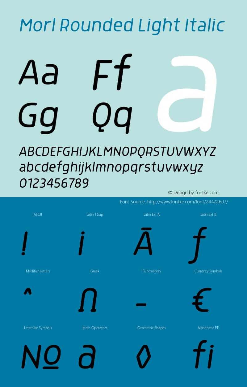 Morl Rounded Light Italic Version 1.000图片样张