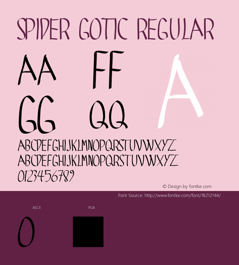 SPIDER GOTIC Regular Macromedia Fontographer 4.1 27/01/2004图片样张