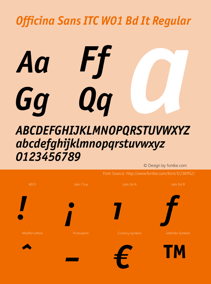 Officina Sans ITC W01 Bd It Regular Version 1.02图片样张