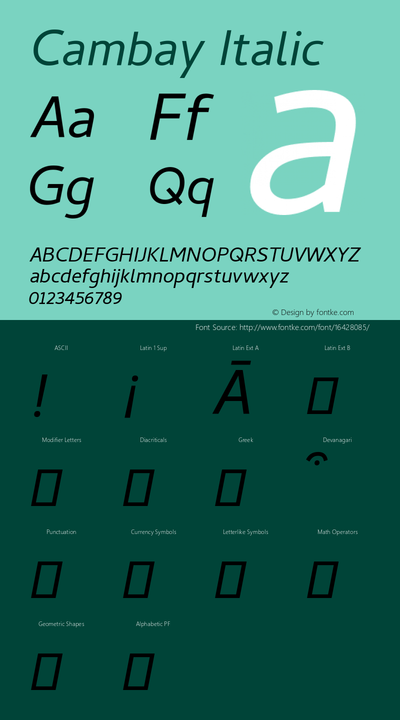 Cambay Italic Version 1.018;PS 001.018;hotconv 1.0.70;makeotf.lib2.5.58329图片样张