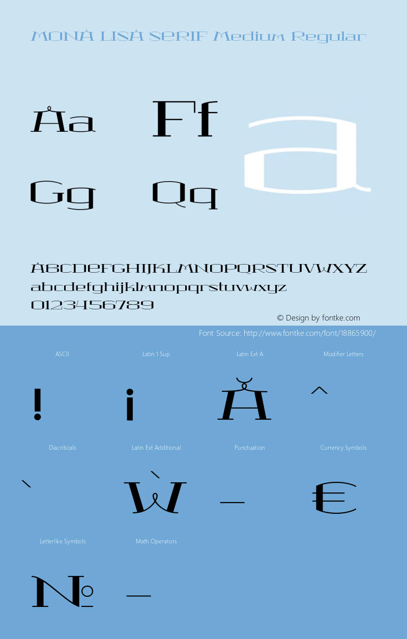 MONA LISA SERIF Medium Regular Version 1.000; ttfautohint (v1.5)图片样张