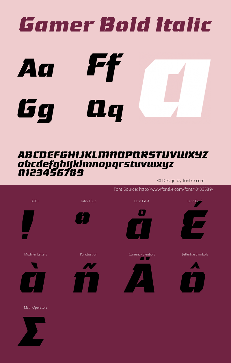 Gamer Bold Italic 1.000 2004图片样张