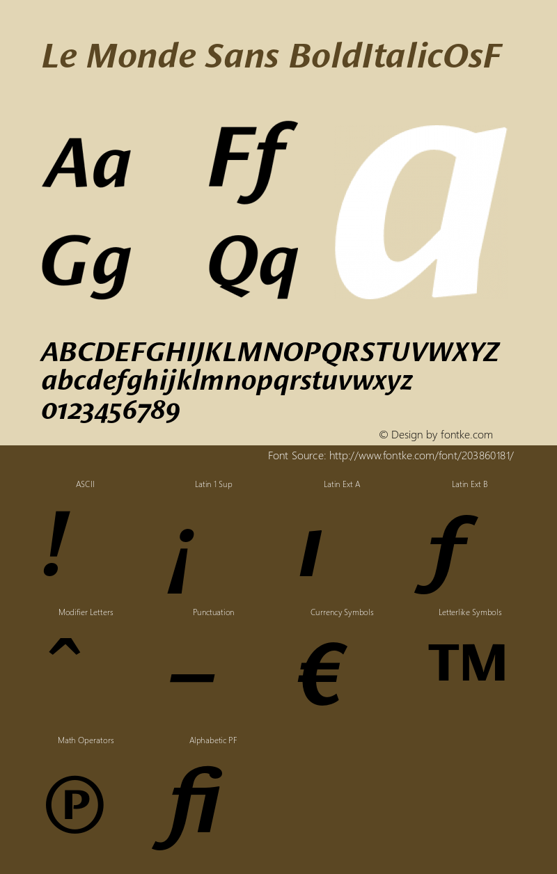 Le Monde Sans Bold Italic OsF Version 001.000图片样张