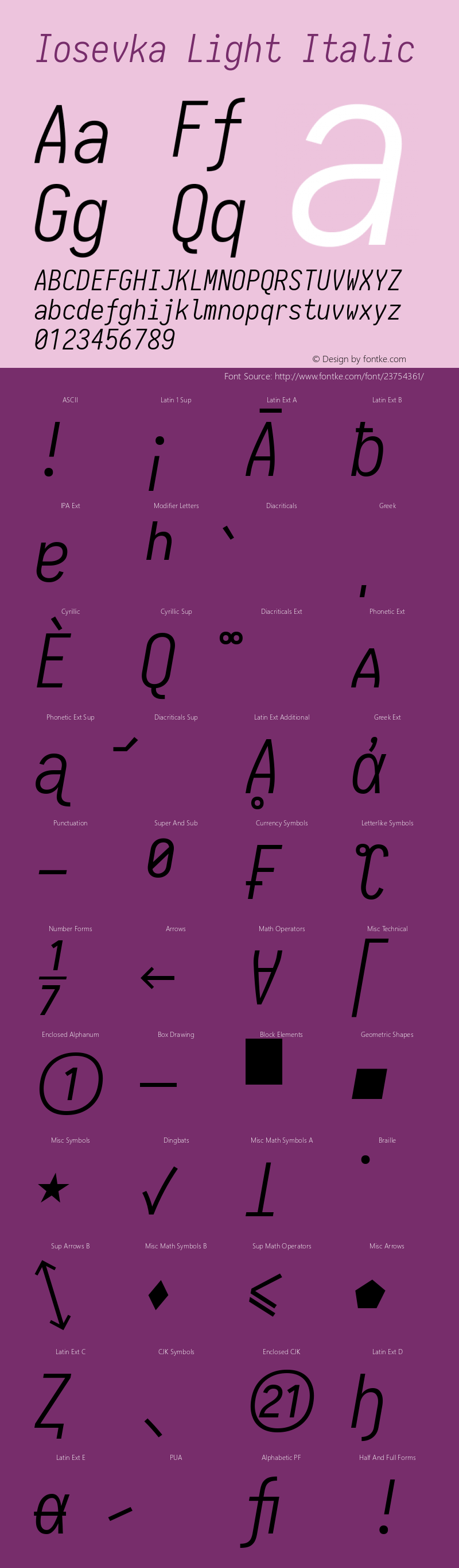 Iosevka Light Italic 1.13.3; ttfautohint (v1.6)图片样张