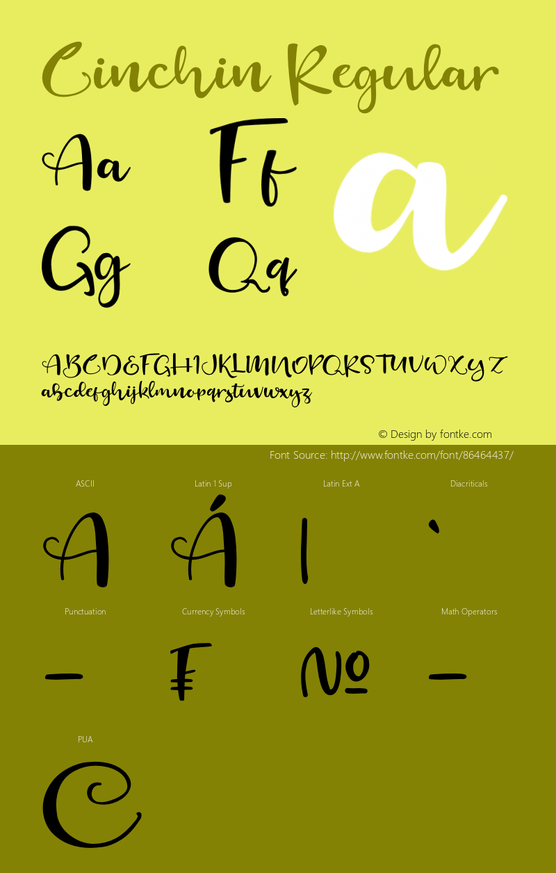 Cinchin Version 1.00;October 3, 2020;FontCreator 12.0.0.2567 64-bit图片样张