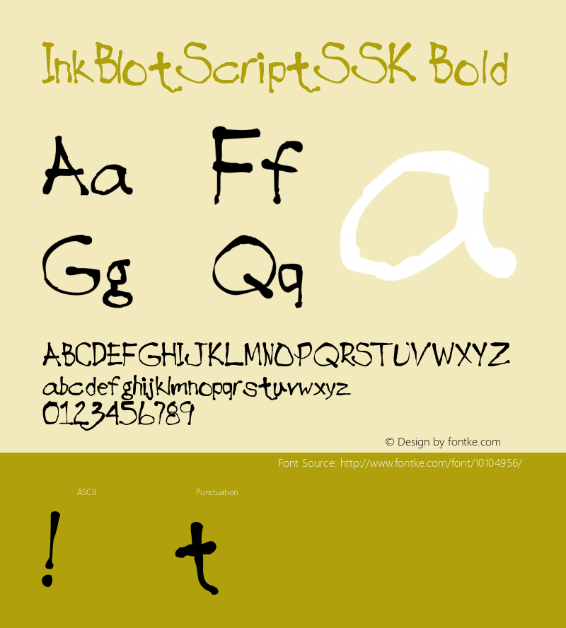 InkBlotScriptSSK Bold Macromedia Fontographer 4.1 8/11/95图片样张