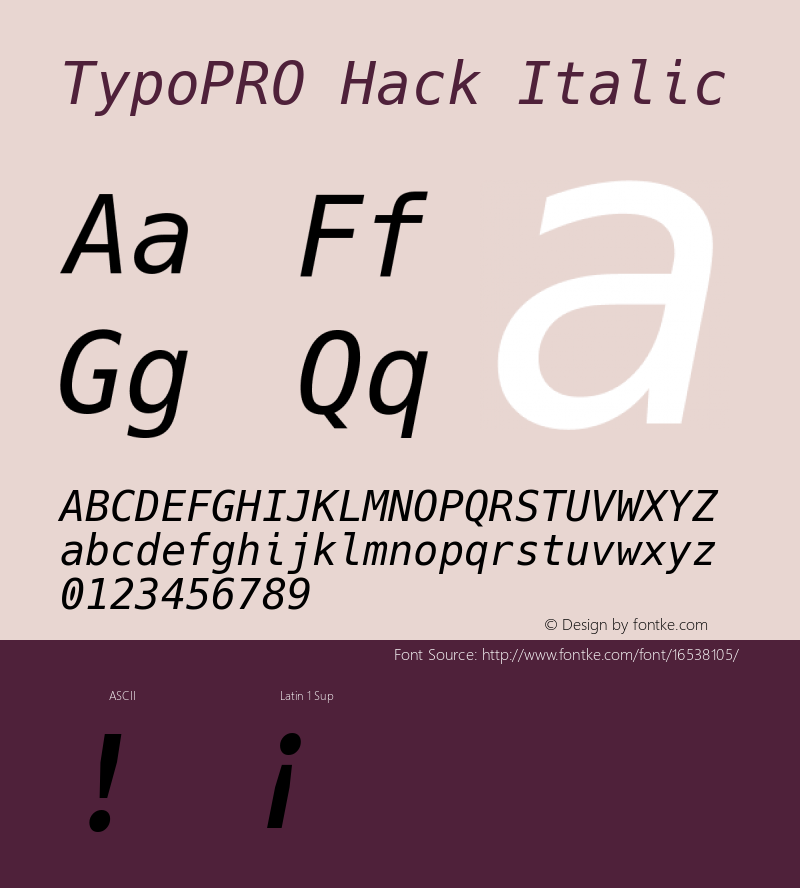 TypoPRO Hack Italic Version 2.020图片样张